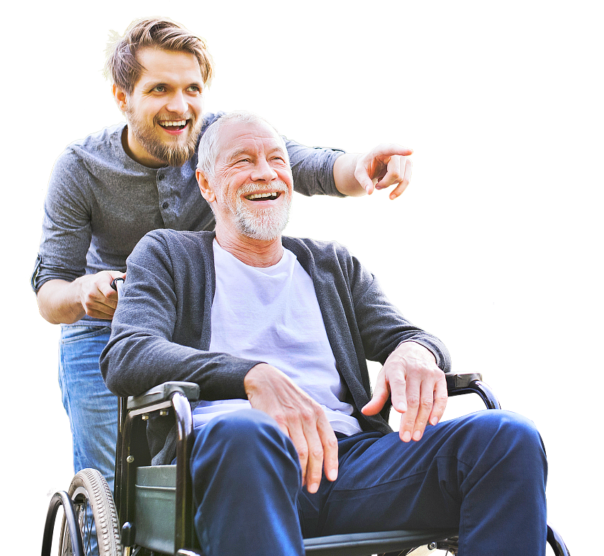 caregiver pointing at something concept